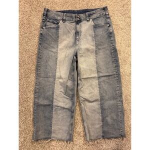 GAP Jeans Womens 34 18R Blue High Rise Stride Cropped Wide Leg Patchwork Denim